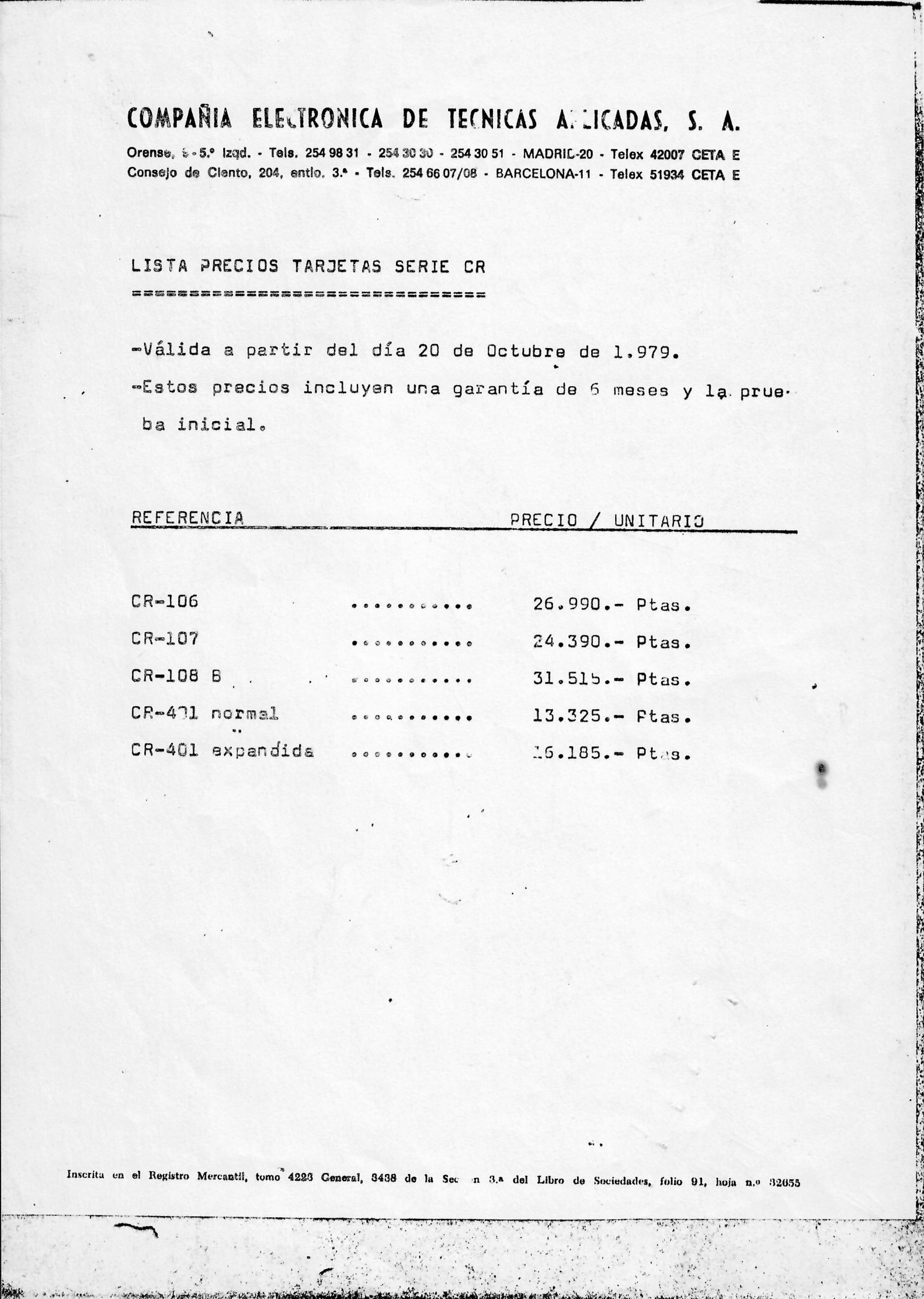 Precios tarjetas CR